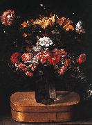 Jacques Linard Bouquet on Wooden Box Sweden oil painting artist